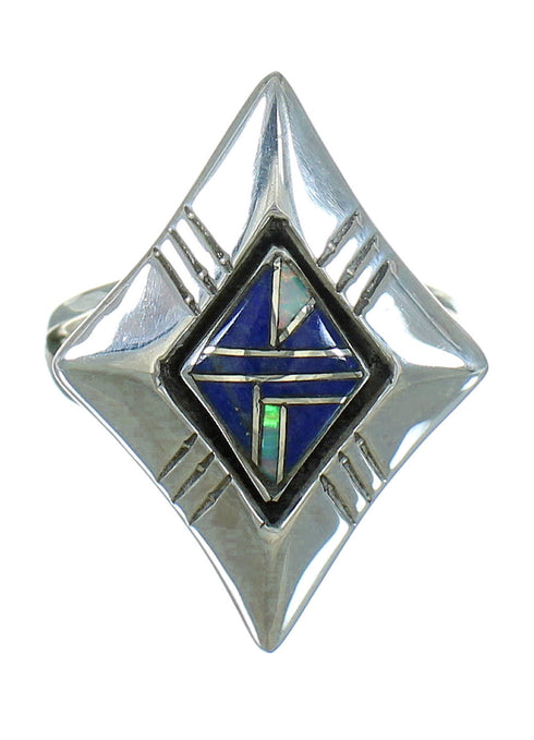 Southwest Sterling Silver Lapis Opal Ring Size 7-1/2 QX80188